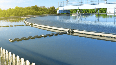 Environmental engineering, water flowing over the edge of structure