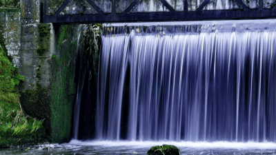 Waterfall at a water treatment facility